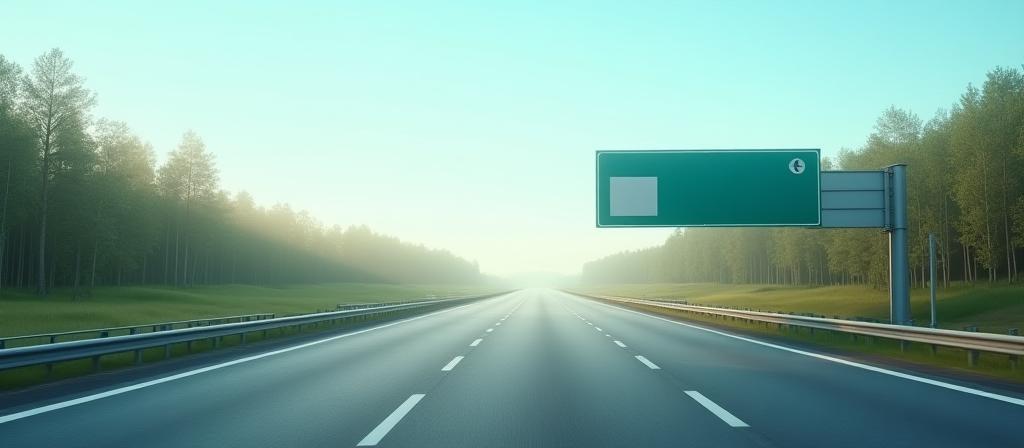 Czech highway with digital vignette sign